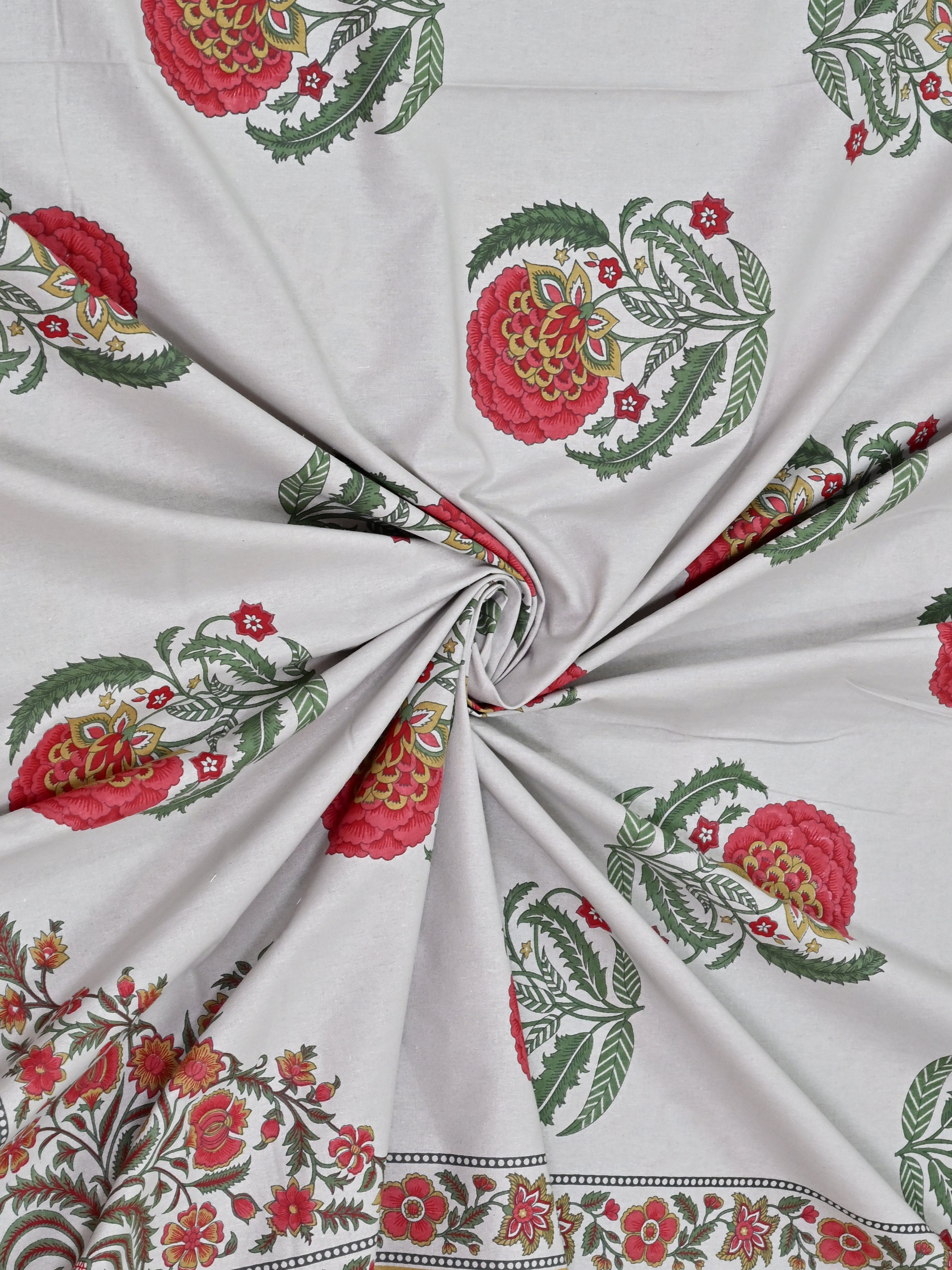 Cotton Printed Bedsheet with 2 Pillow Covers - (108 x 108 Inch)