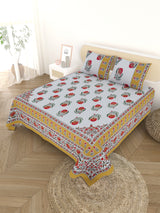 Cotton Printed Bedsheet with 2 Pillow Covers - (108 x 108 Inch)