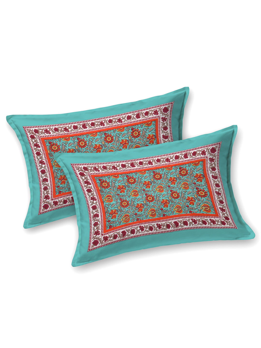 Floral Print Cotton Double King Bedsheet with 2 Pillow Covers