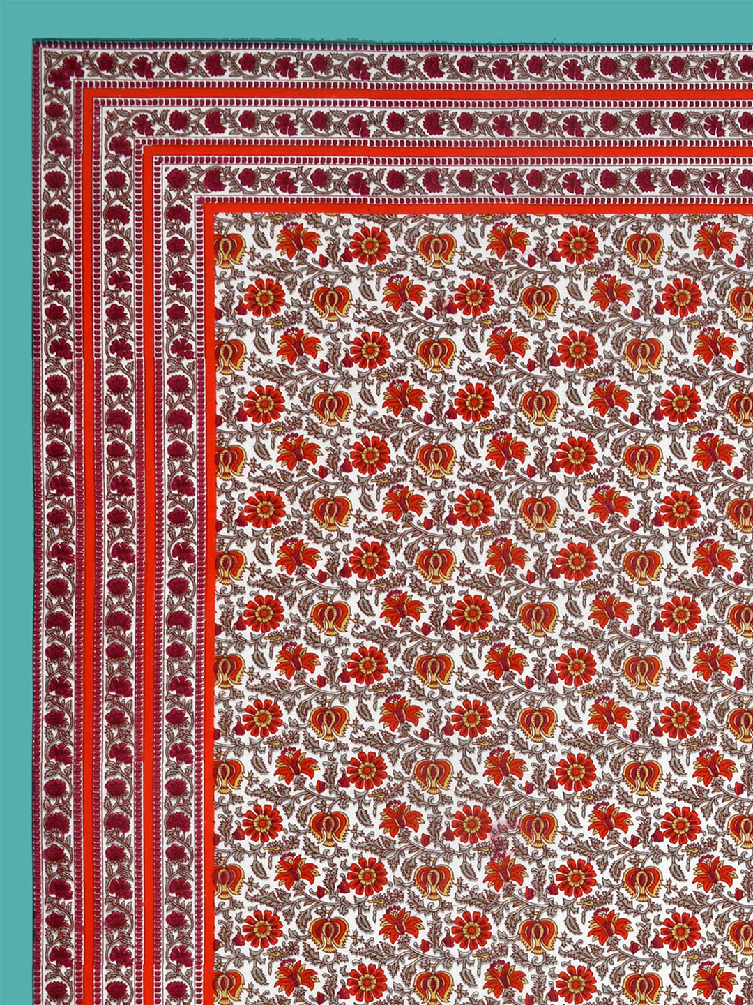 Floral Print Cotton Double King Bedsheet with 2 Pillow Covers