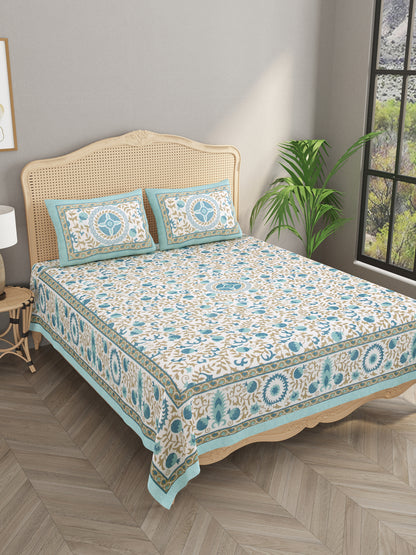Cotton Double King Bedsheet with 2 Pillow Covers