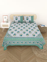 Cotton Printed Bedsheet with 2 Pillow Covers - (108 x 108 Inch)