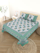 Cotton Printed Bedsheet with 2 Pillow Covers - (108 x 108 Inch)
