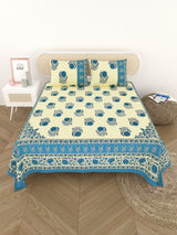 Cotton Printed Bedsheet with 2 Pillow Covers - (108 x 108 Inch)