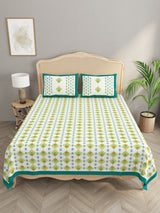 Floral Print Cotton Double King Bedsheet with 2 Pillow Covers