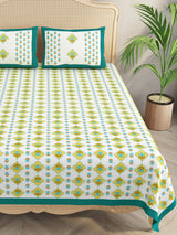 Floral Print Cotton Double King Bedsheet with 2 Pillow Covers