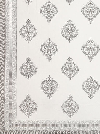 Extra Soft Percale Cotton Double King Handblock Print Bedsheet with 2 Pillow Covers