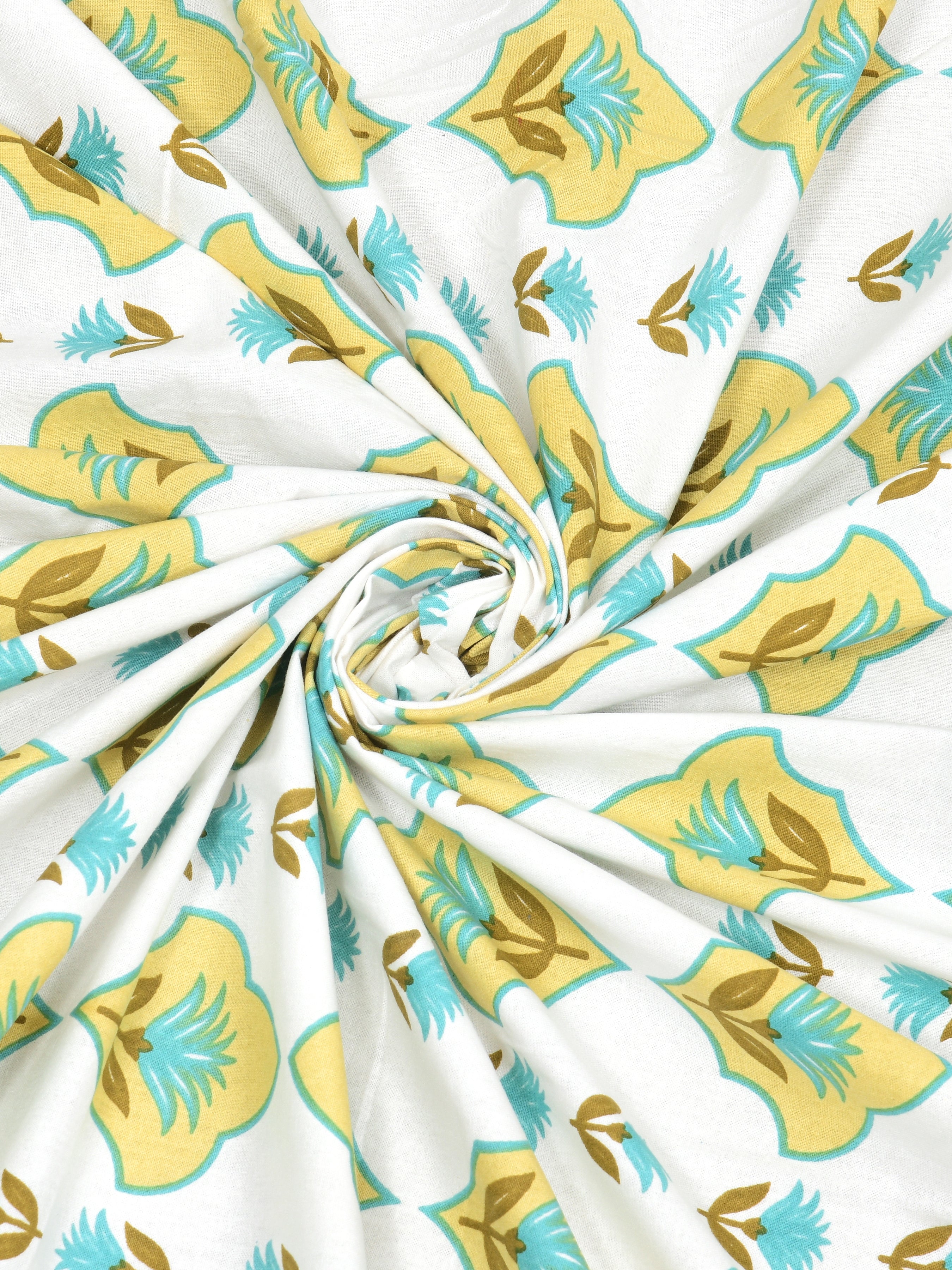 Floral Print Cotton Double King Bedsheet with 2 Pillow Covers
