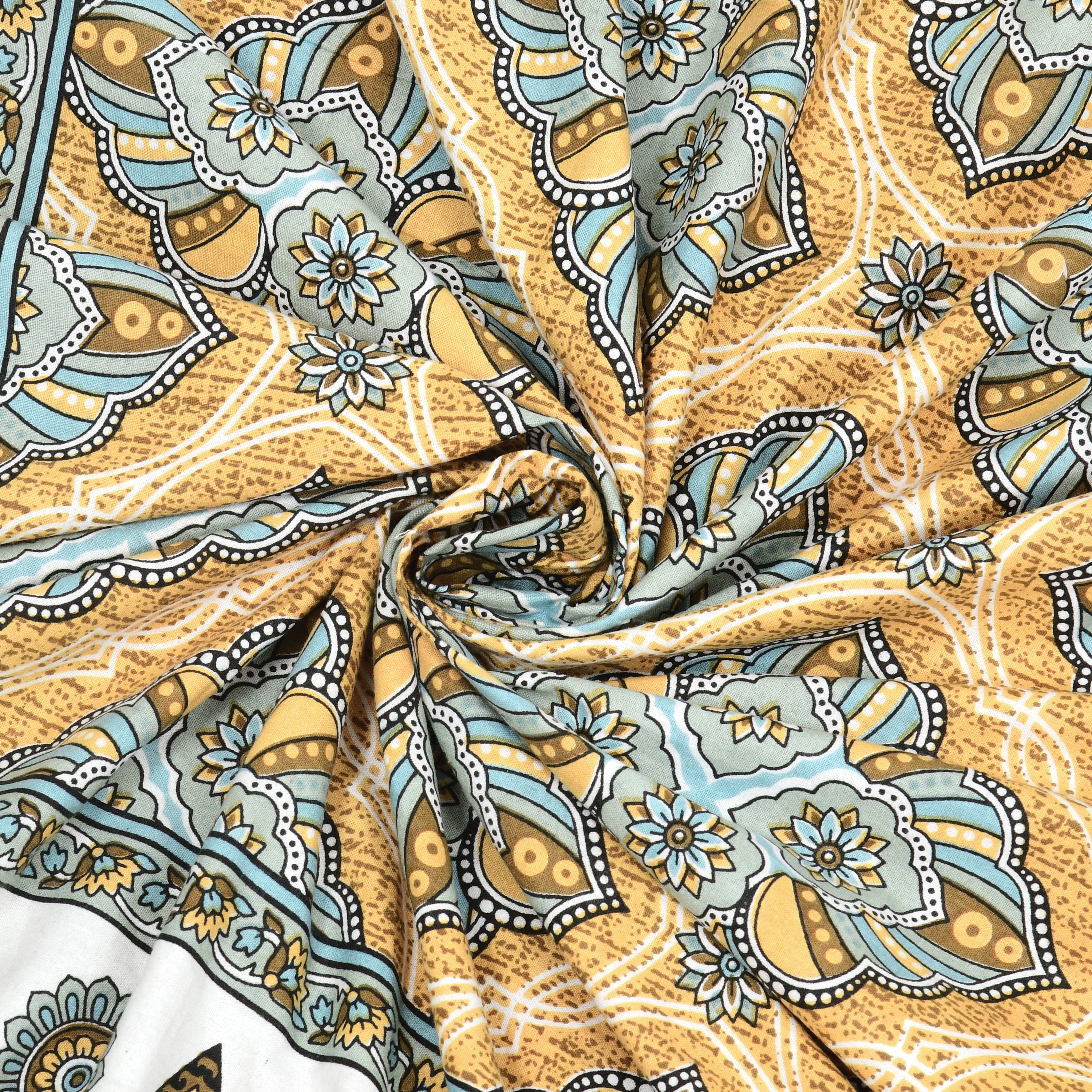 Floral Print Cotton Double King Bedsheet with 2 Pillow Covers