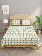 Floral Print Cotton Double King Bedsheet with 2 Pillow Covers