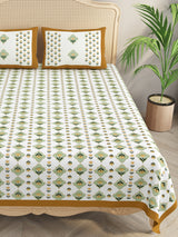 Floral Print Cotton Double King Bedsheet with 2 Pillow Covers