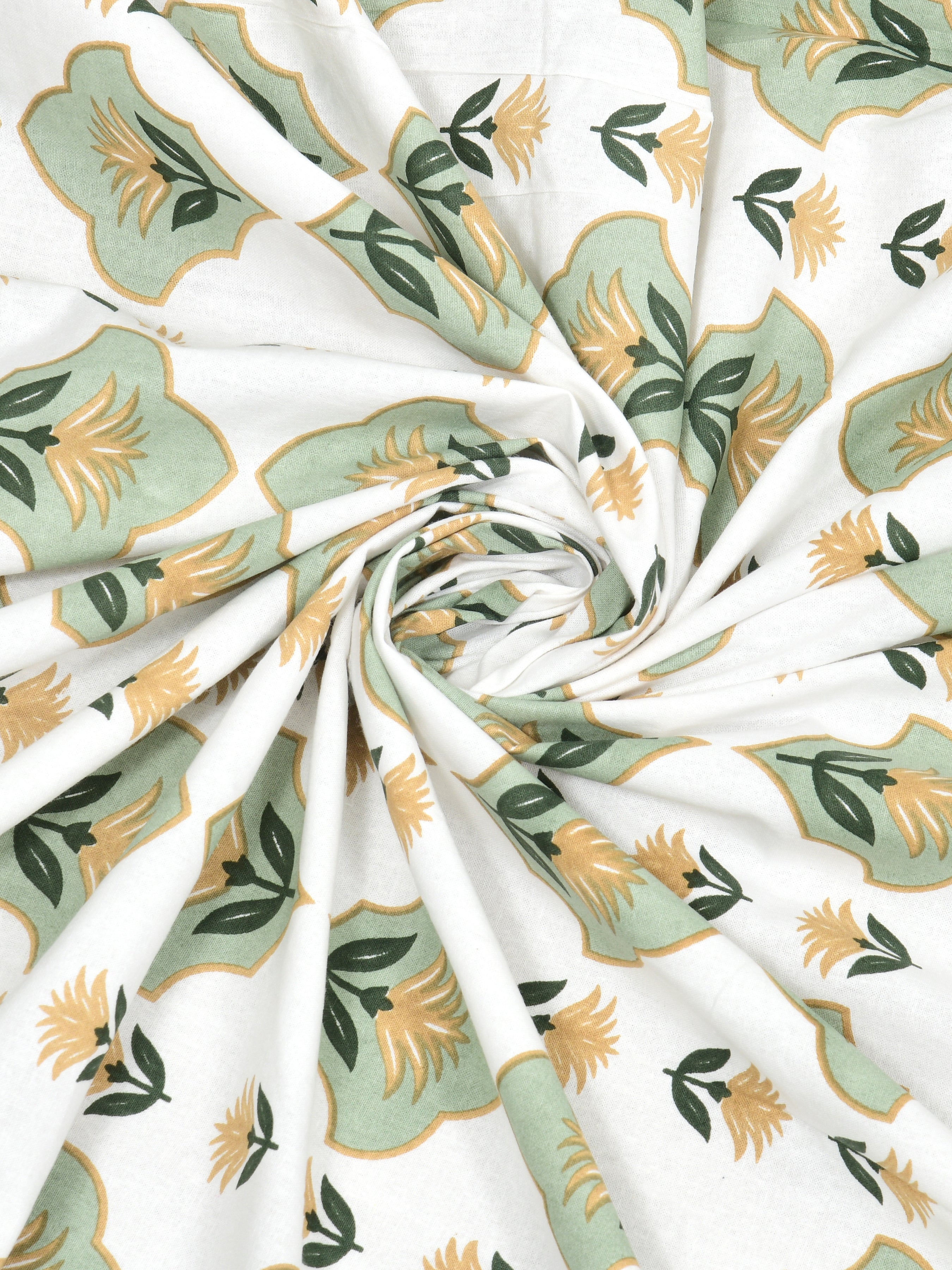 Floral Print Cotton Double King Bedsheet with 2 Pillow Covers