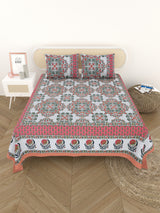 Cotton Printed Bedsheet with 2 Pillow Covers - (108 x 108 Inch)