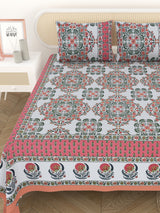 Cotton Printed Bedsheet with 2 Pillow Covers - (108 x 108 Inch)