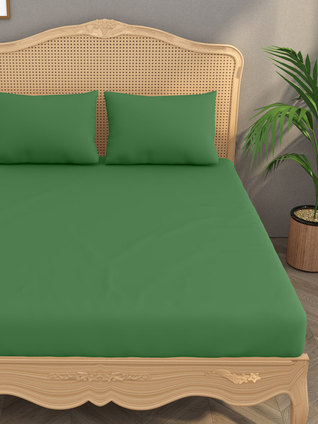 Luxury 400 TC Solid Cotton Bedsheet – 108 x 108 Inches with 2 Pillow Covers | Premium Cotton Comfort