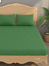 Luxury 400 TC Solid Cotton Bedsheet – 108 x 108 Inches with 2 Pillow Covers | Premium Cotton Comfort