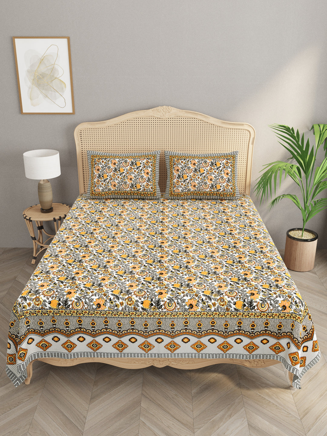 Double King Bedsheet with 2 Pillow Covers