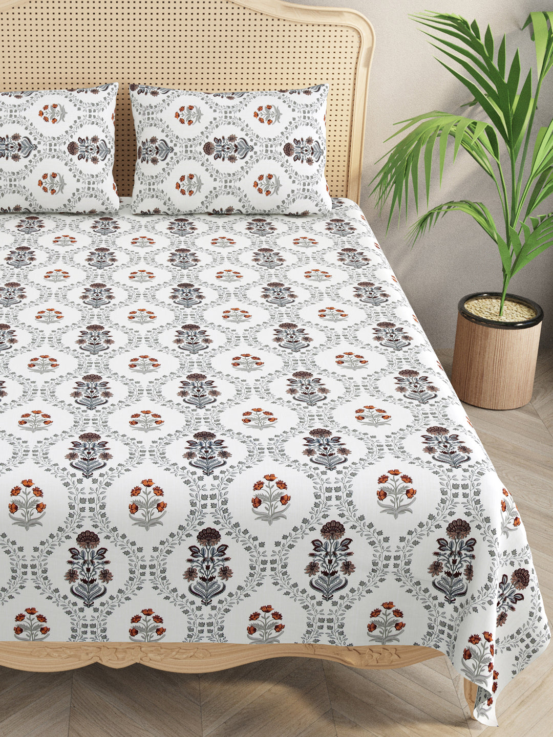 Cotton Linen Super King Bedsheet with 2 Pillow Covers