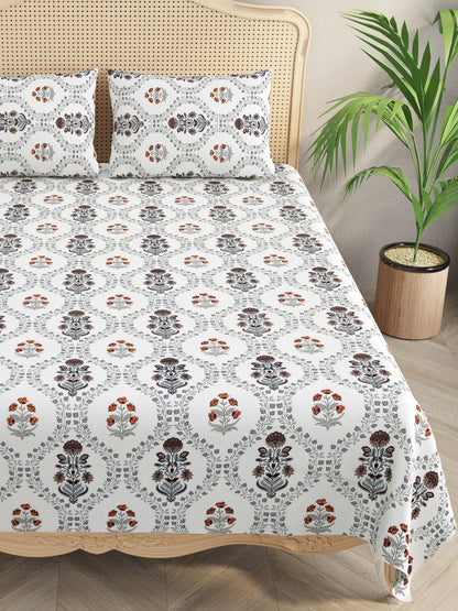 Cotton Linen Super King Bedsheet with 2 Pillow Covers