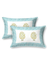 Extra Soft Percale Cotton Super King Handblock Print Bedsheet with 2 Pillow Covers + 1 Sham Pillow Cover