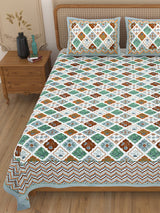 Floral Print Cotton Double King Bedsheet with 2 Pillow Covers
