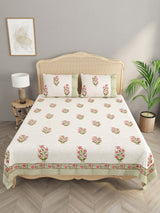 Handblock printed Jute Cotton Bedcover - Double King with 2 Pillow Covers