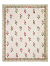 Handblock printed Jute Cotton Bedcover - Double King with 2 Pillow Covers
