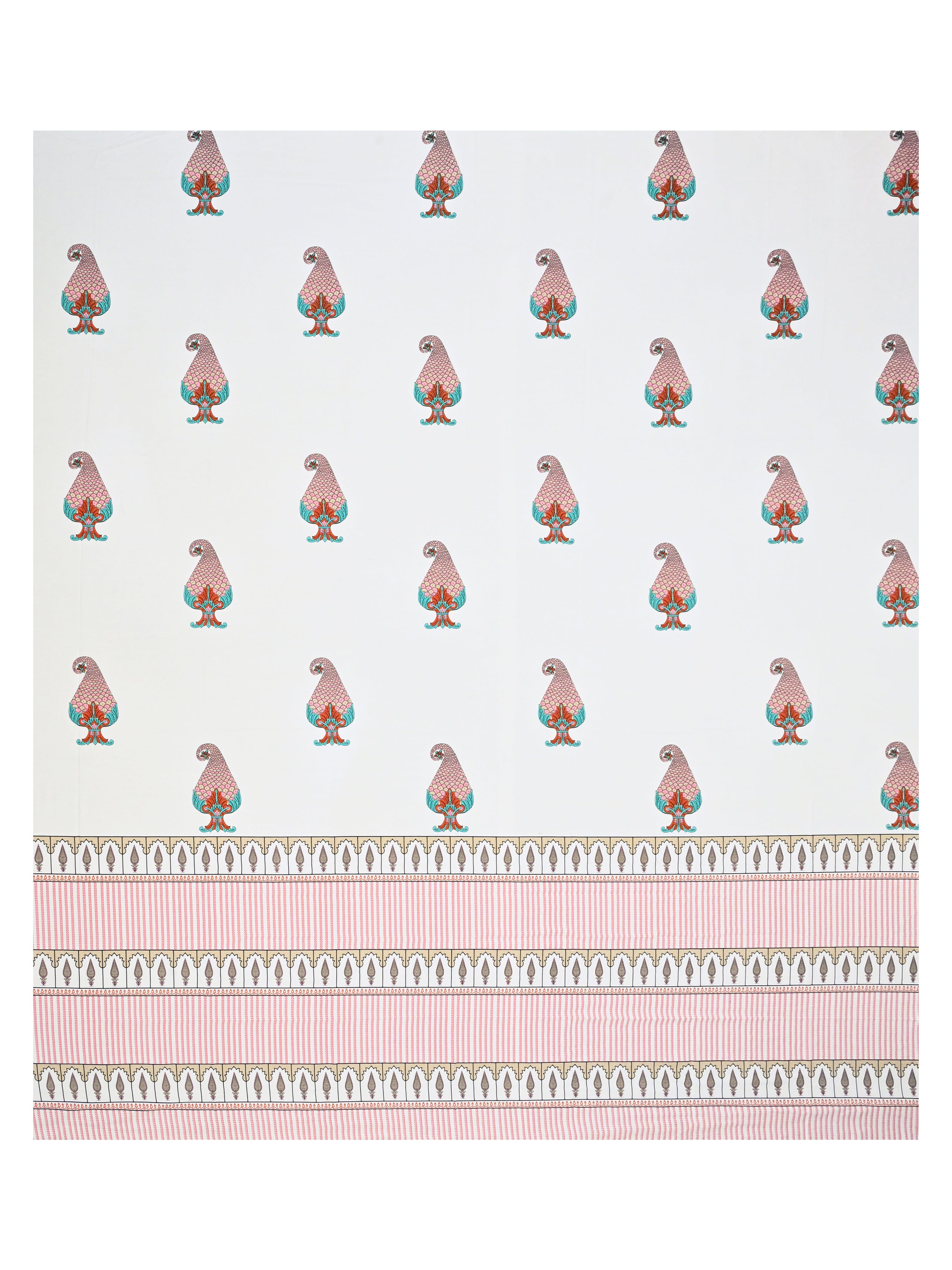 Extra Soft Percale Cotton Super King Handblock Print Bedsheet with 2 Pillow Covers