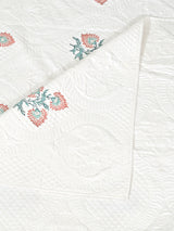 Quilted Floral Printed Reversible Bedcover with 2 Pillow Covers