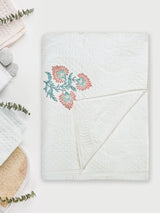 Quilted Floral Printed Reversible Bedcover with 2 Pillow Covers