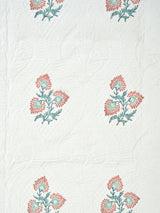 Quilted Floral Printed Reversible Bedcover with 2 Pillow Covers