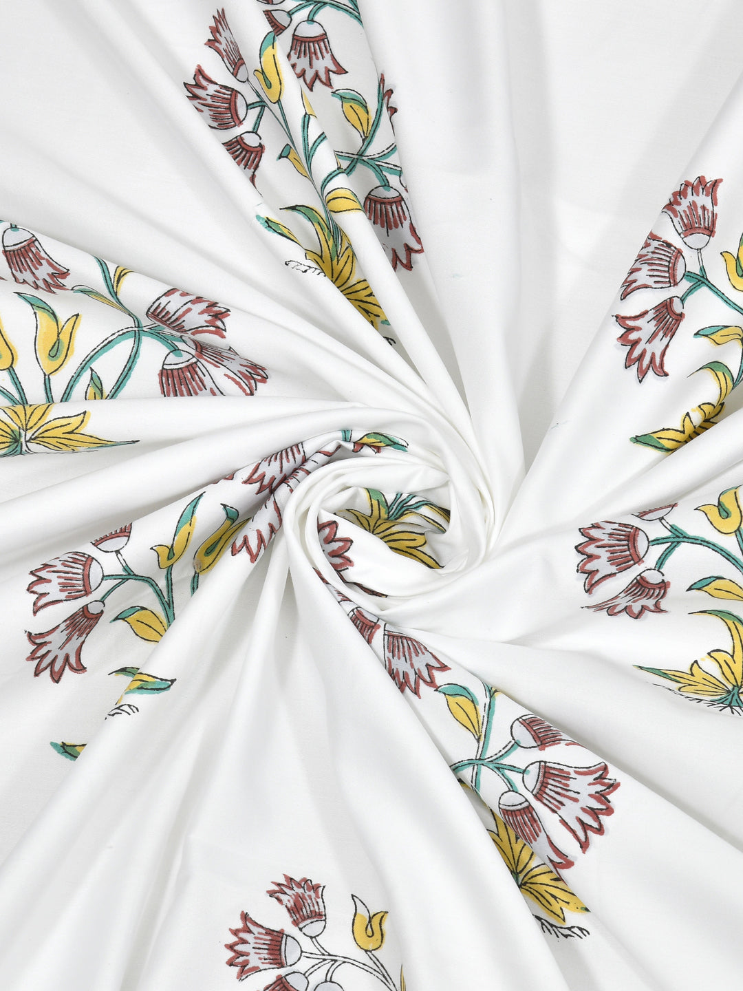 Extra Soft Percale Cotton Super King Handblock Print Bedsheet with 2 Pillow Covers + 1 Sham Pillow Cover