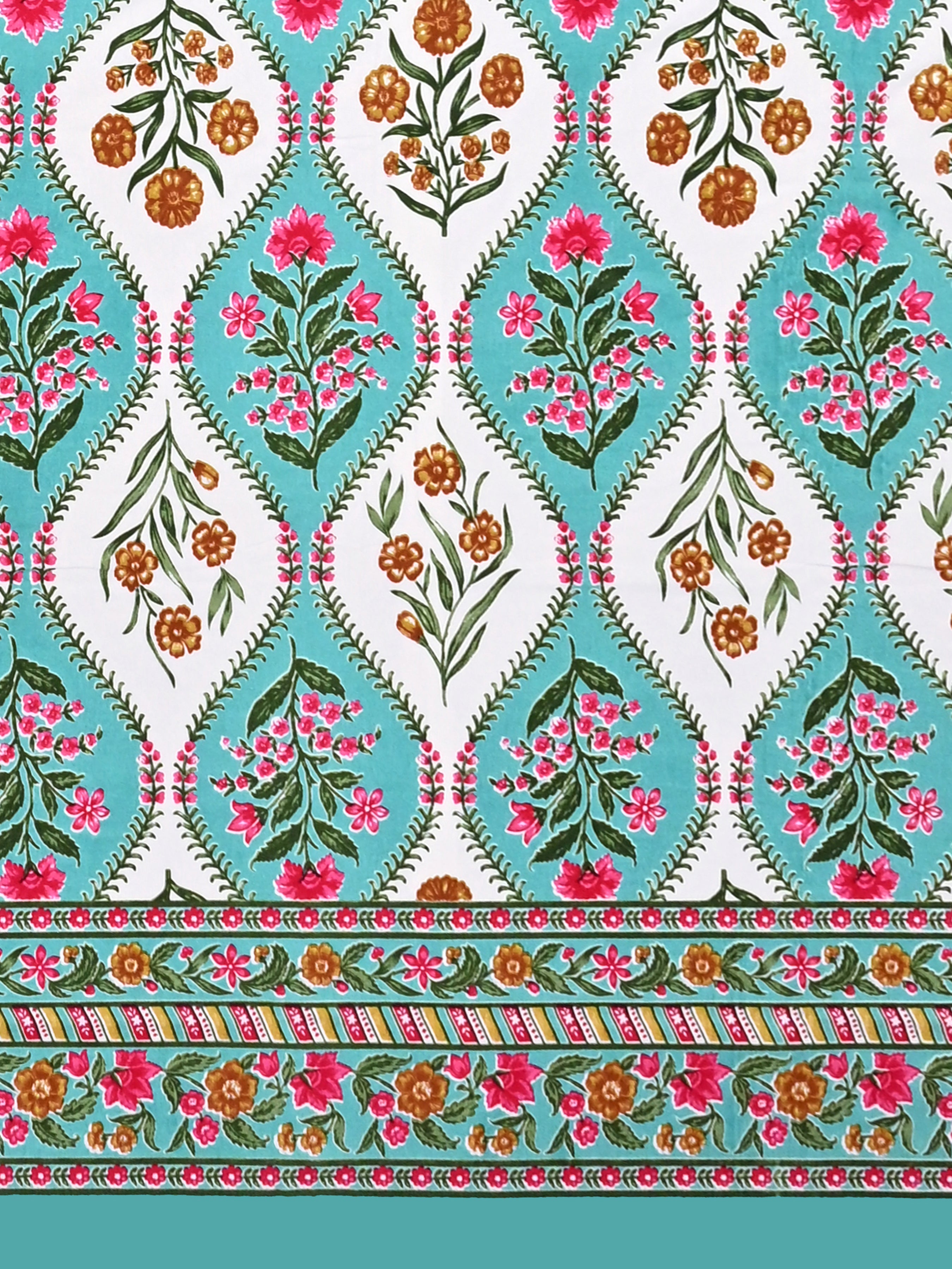 Cotton Printed Bedsheet with 2 Pillow Covers - (108 x 108 Inch)