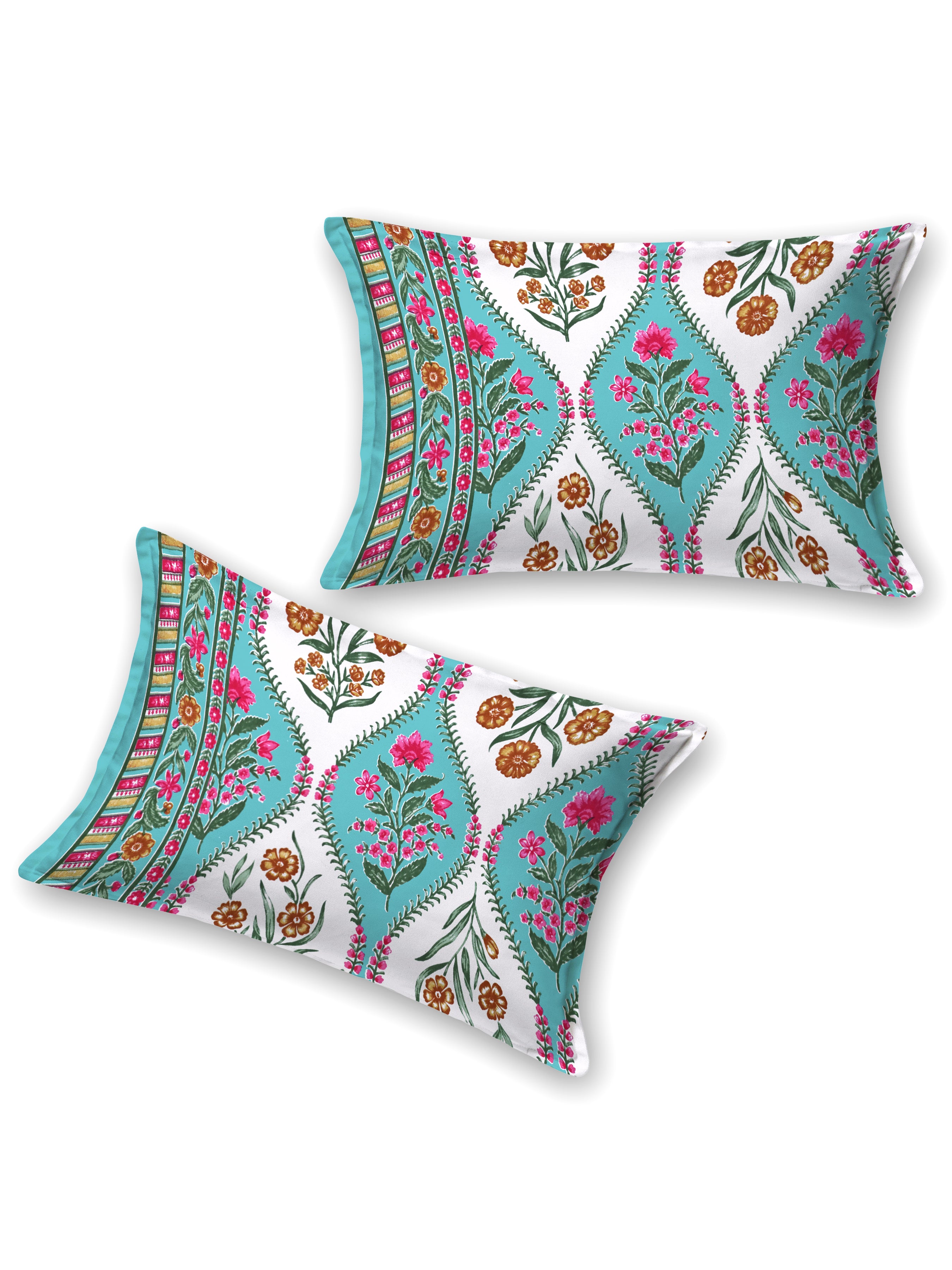 Cotton Printed Bedsheet with 2 Pillow Covers - (108 x 108 Inch)