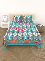 Cotton Printed Bedsheet with 2 Pillow Covers - (108 x 108 Inch)