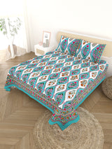 Cotton Printed Bedsheet with 2 Pillow Covers - (108 x 108 Inch)
