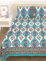 Cotton Printed Bedsheet with 2 Pillow Covers - (108 x 108 Inch)