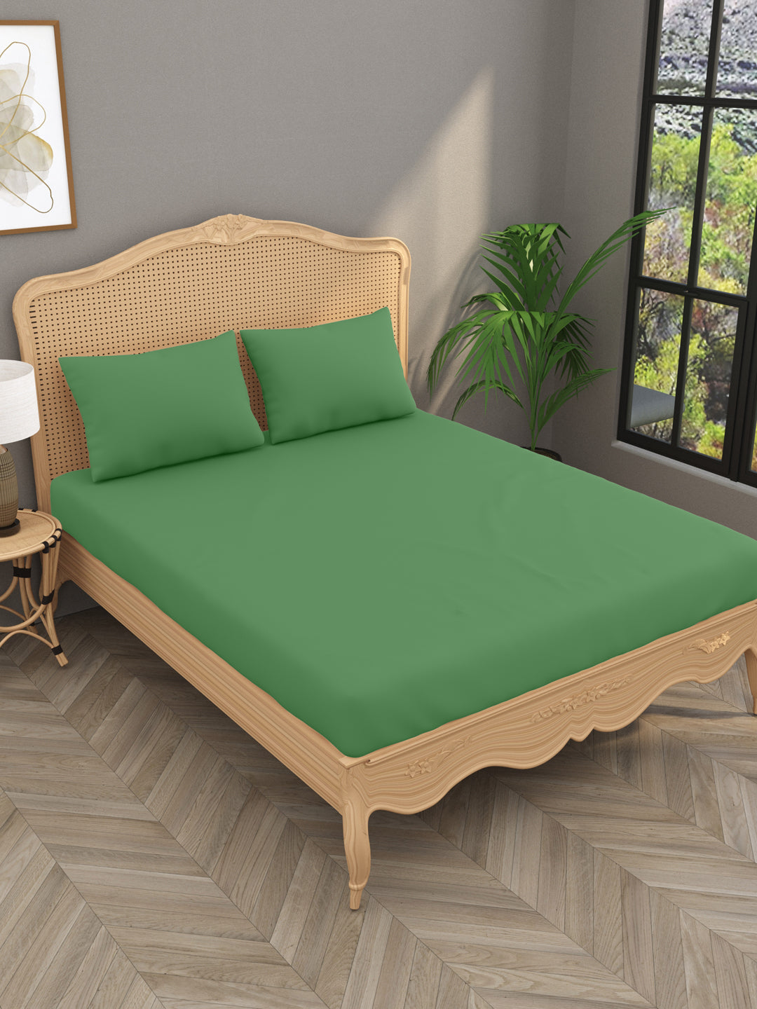 Luxury 400 TC Solid Cotton Bedsheet – 108 x 108 Inches with 2 Pillow Covers | Premium Cotton Comfort