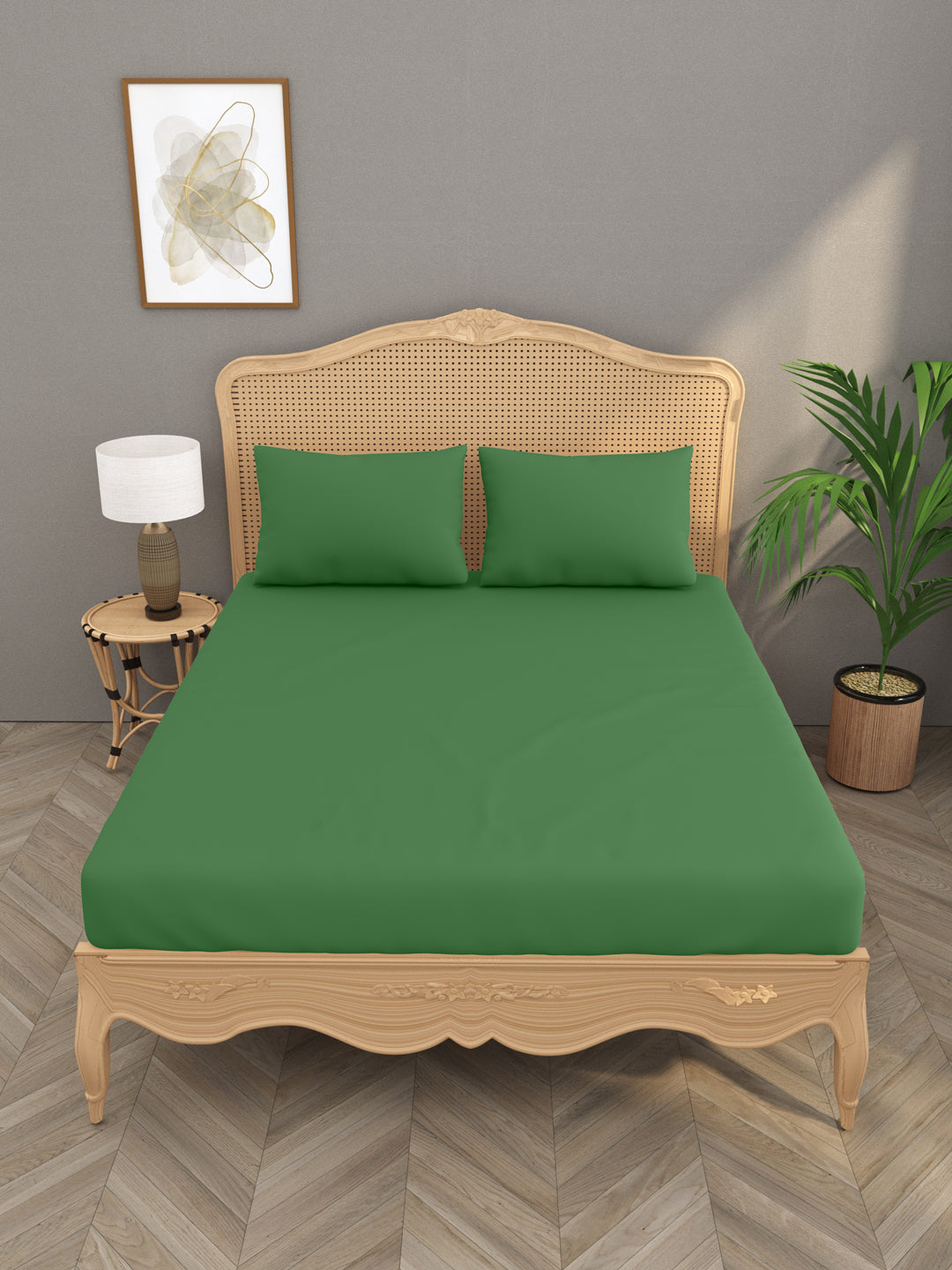 Luxury 400 TC Solid Cotton Bedsheet – 108 x 108 Inches with 2 Pillow Covers | Premium Cotton Comfort