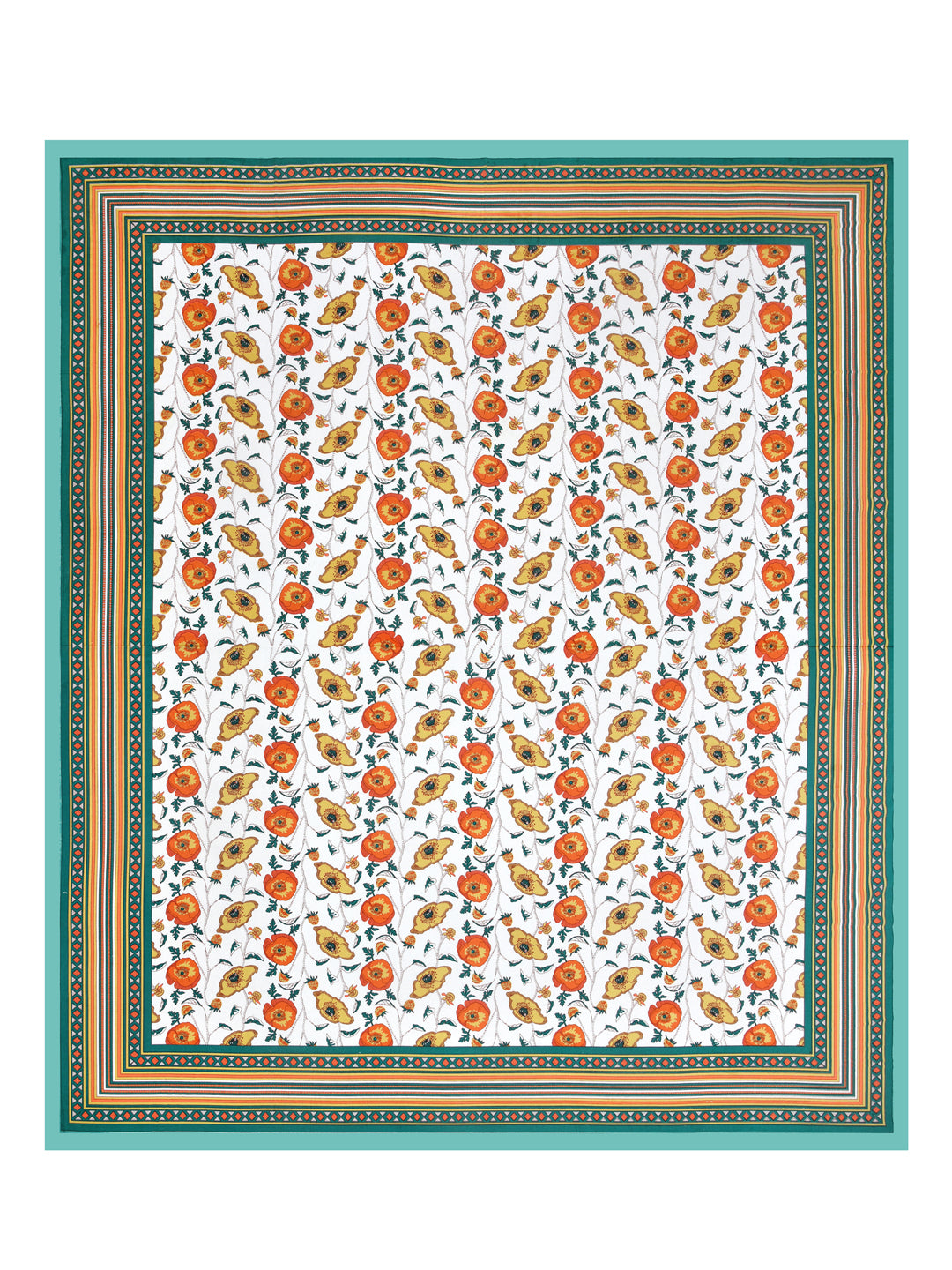 Floral Print Cotton Double King Bedsheet with 2 Pillow Covers