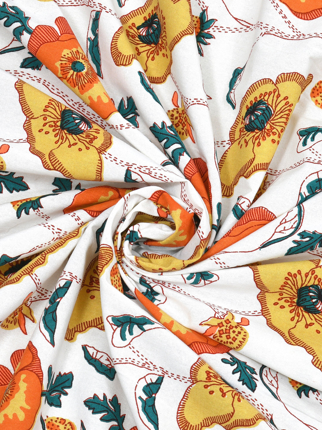 Floral Print Cotton Double King Bedsheet with 2 Pillow Covers