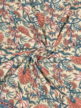 Floral Print Cotton Double King Bedsheet with 2 Pillow Covers