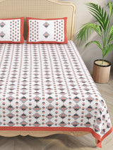 Floral Print Cotton Double King Bedsheet with 2 Pillow Covers