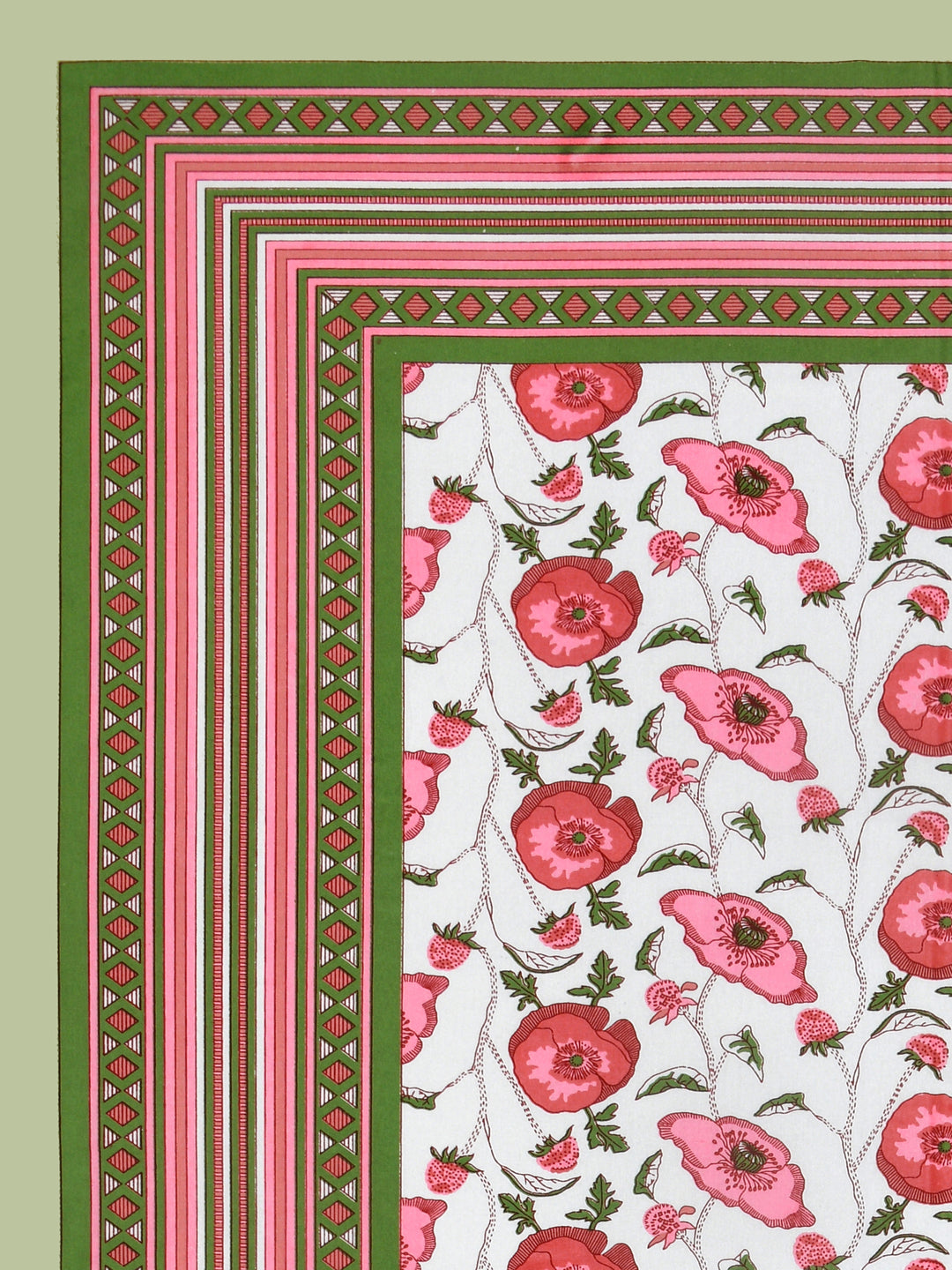 Floral Print Cotton Double King Bedsheet with 2 Pillow Covers