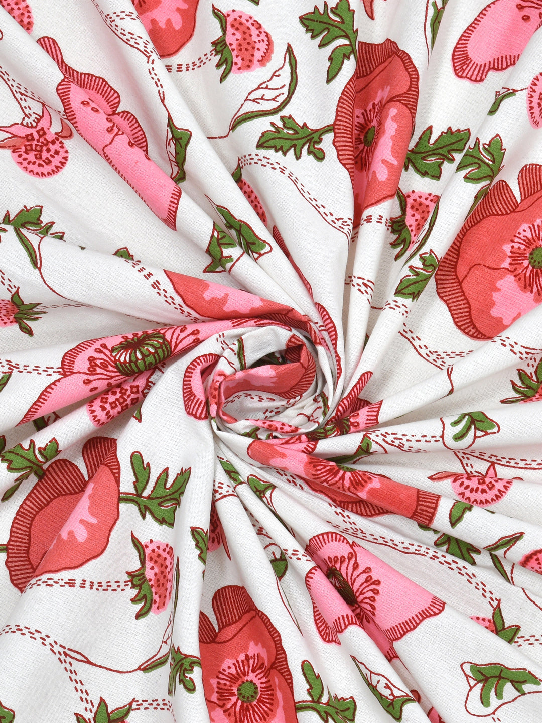 Floral Print Cotton Double King Bedsheet with 2 Pillow Covers