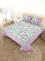 Cotton Printed Bedsheet with 2 Pillow Covers - (108 x 108 Inch)