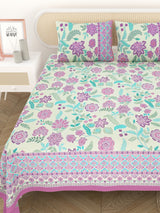 Cotton Printed Bedsheet with 2 Pillow Covers - (108 x 108 Inch)