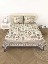 Cotton Printed Bedsheet with 2 Pillow Covers - (108 x 108 Inch)