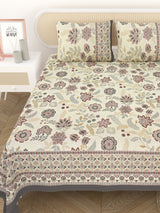 Cotton Printed Bedsheet with 2 Pillow Covers - (108 x 108 Inch)