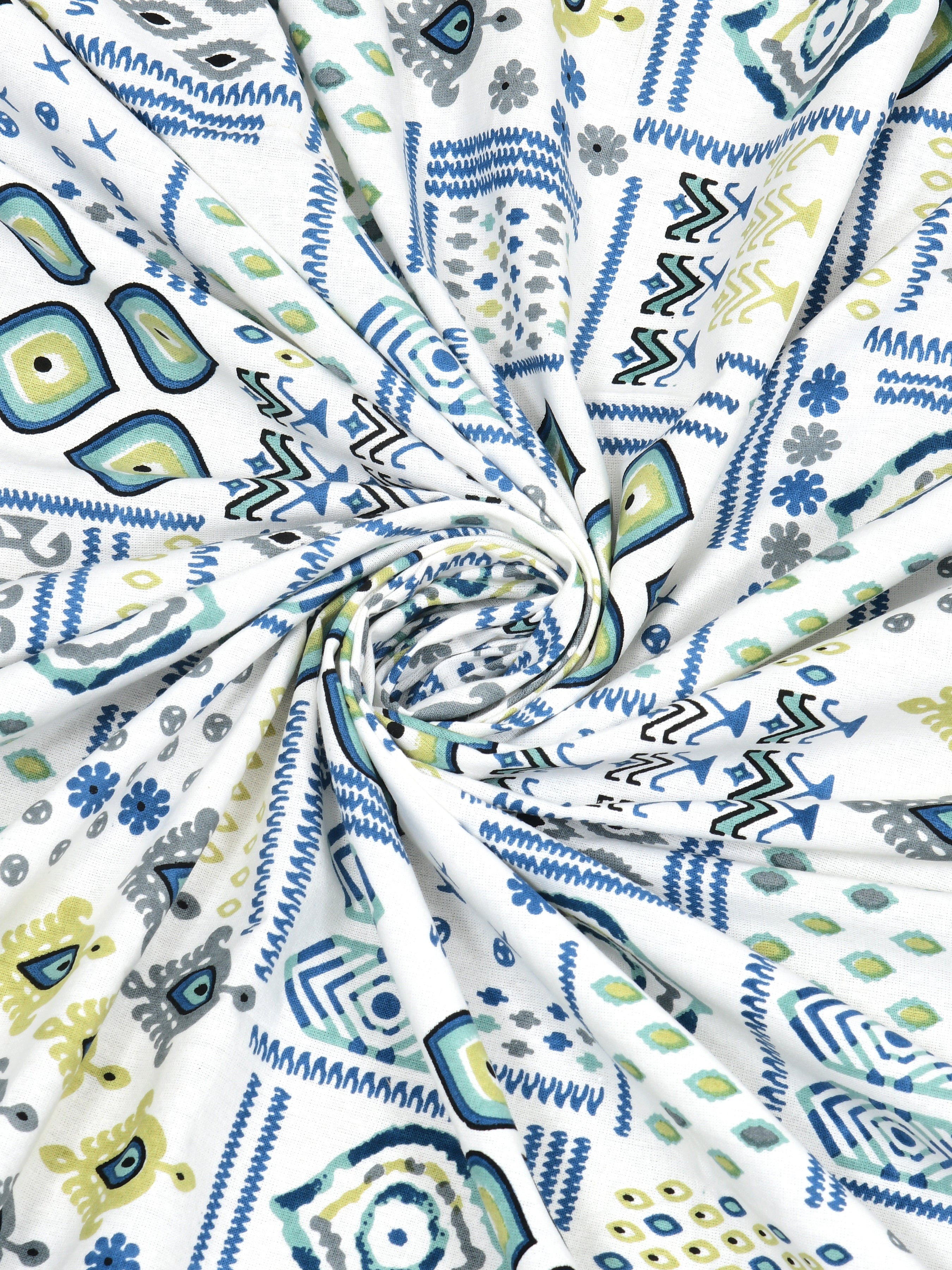 Floral Print Cotton Double King Bedsheet with 2 Pillow Covers